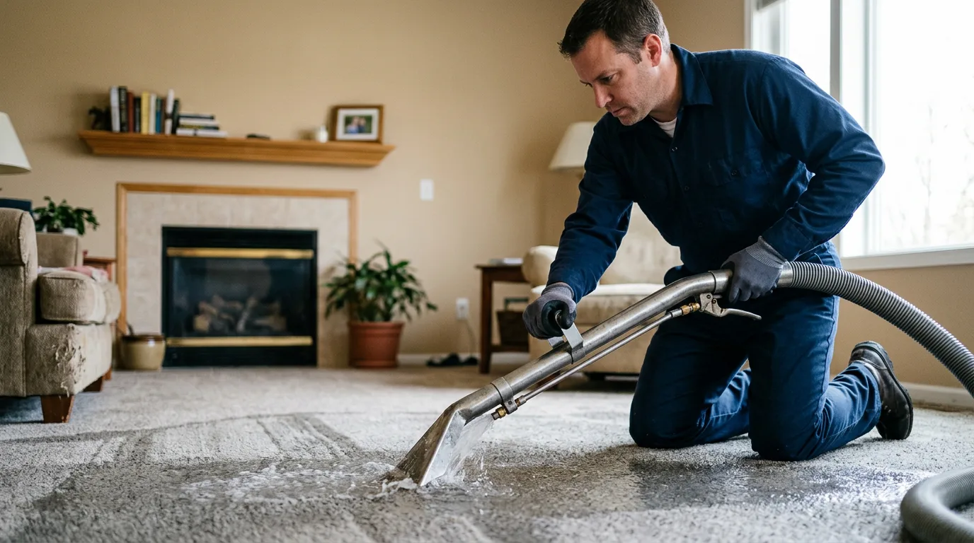 Water damage restoration technician working near Ravenna, OH